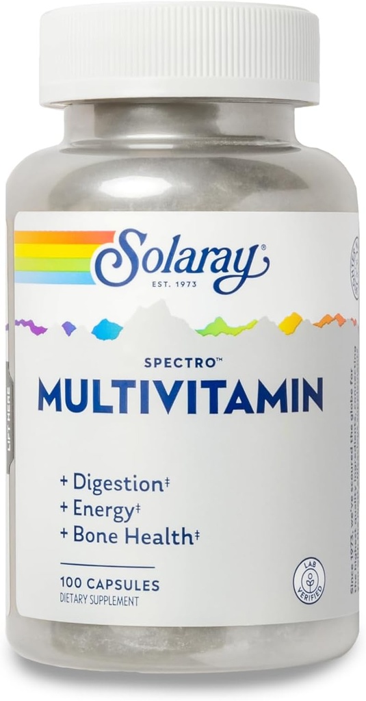 SOLARAY Demir ile Multivitamin - Magnezyum, Energating Greens, Herbs & Digestive Enzymes - Digestion, Energy, and Bone Health Support - 16 Hizmet, 100 Capsules