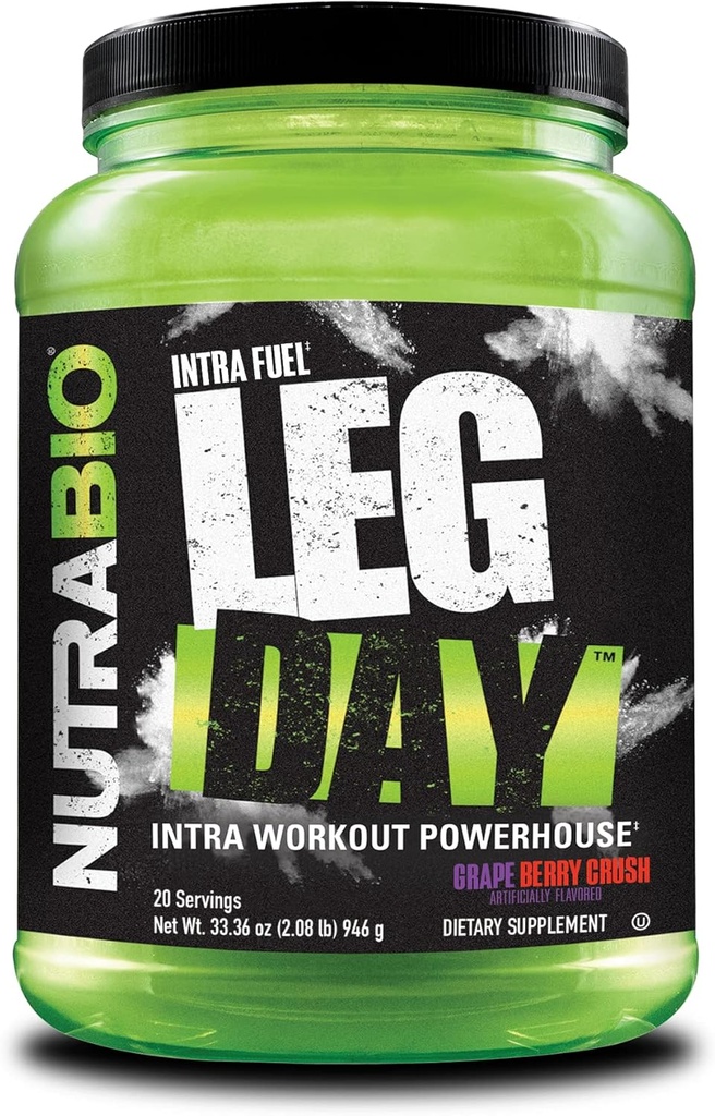NutraBio Leg Day Intra Workout Toz – Advanced Carb Supplement with Cluster Dextrin & Electrolytes – Carb Toz with EAAs/BCAAs – Cyclic Dextrin for Performance – Grape Berry, 20 Servisler