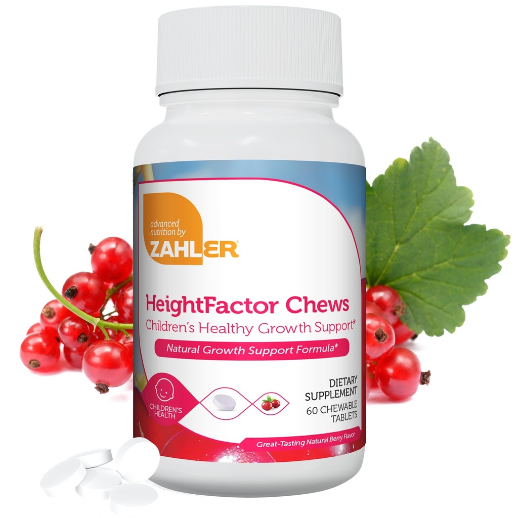 Zahler BoyFactor Chewable Tabletler - Çocuklar için Doğal Çocuklar Yüksek Büyüme Tamamlayıcısı Egzersiz Doktor Formula 1 - Doğal Büyüme Desteği Formula, 60
