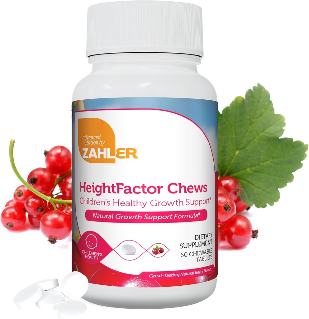 Zahler BoyFactor Chewable Tabletler - Çocuklar için Doğal Çocuklar Yüksek Büyüme Tamamlayıcısı Egzersiz Doktor Formula 1 - Doğal Büyüme Desteği Formula, 60