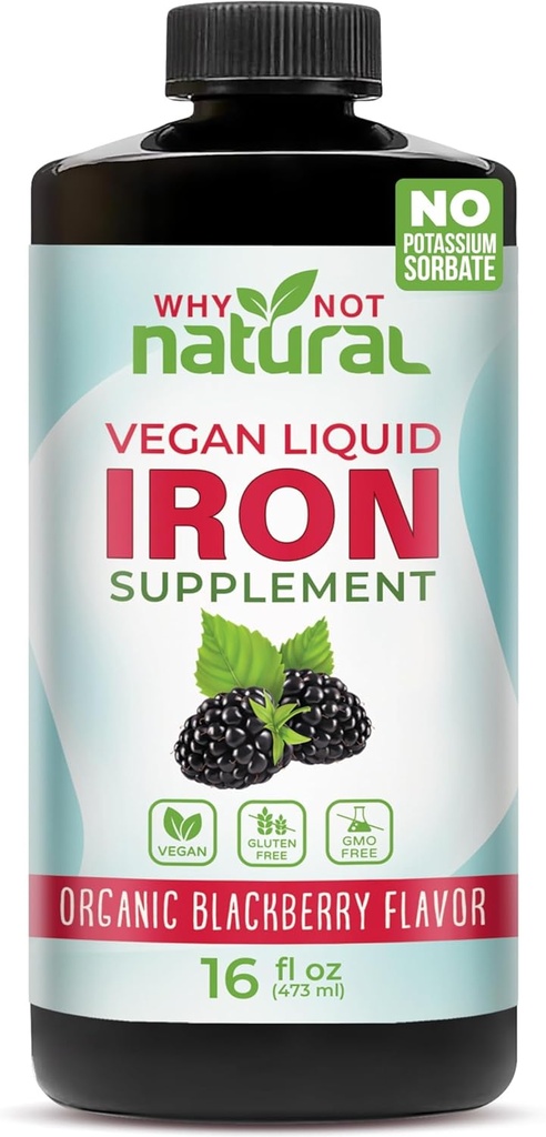 Neden Kadınlar için Doğal Sıvı Demir Supplement, Erkekler ve Çocuklar, Vegan Anemi, Sugar Free, Vegan, Non-GMO, Organik BlackBerry Flavor 16 Fl Oz
