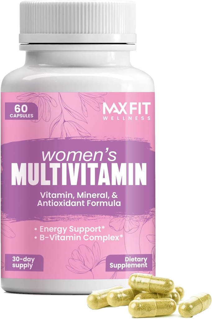 Kadınlar Multivitamin - Essential Vitaminler A, B, C, D, E, Kalsiyum & Demir - Enerji, Mood, Hair, Skin, Nails & Health ile 50+ Kadınlar için Çok Fazla Vitamini - 60 Capsules