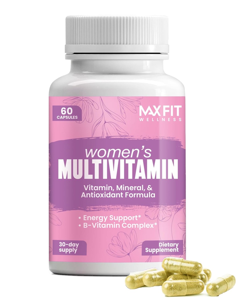 Kadınlar Multivitamin - Essential Vitaminler A, B, C, D, E, Kalsiyum & Demir - Enerji, Mood, Hair, Skin, Nails & Health ile 50+ Kadınlar için Çok Fazla Vitamini - 60 Capsules