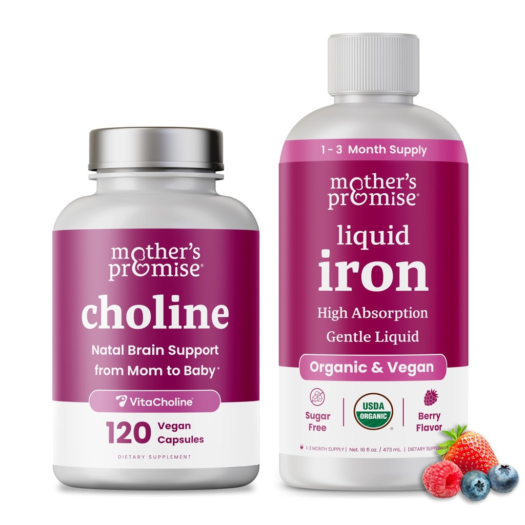 Υπόσχεση της μητέρας Υγρό Σιδήρου & Choline Κάψουλες Bundle