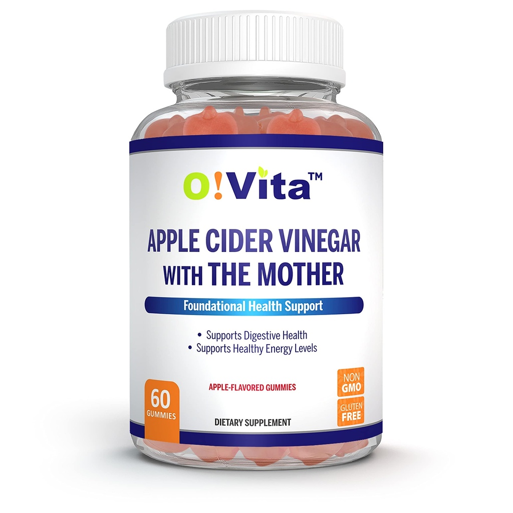 Apple Cider Vinegar Gummies with The Mother, Gluten Free, Vegan, Pomagranate, Beet Root, and Vitamin B12 for Energy - 60 Non-GMO Apple Flavored Gummies, 2Month Supply
