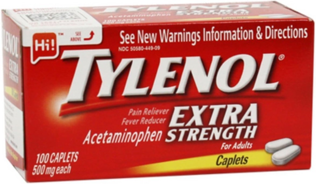 Tylenol Ekstra Güçlü Acetaminophen, 500 mg Caplets, 100 Count