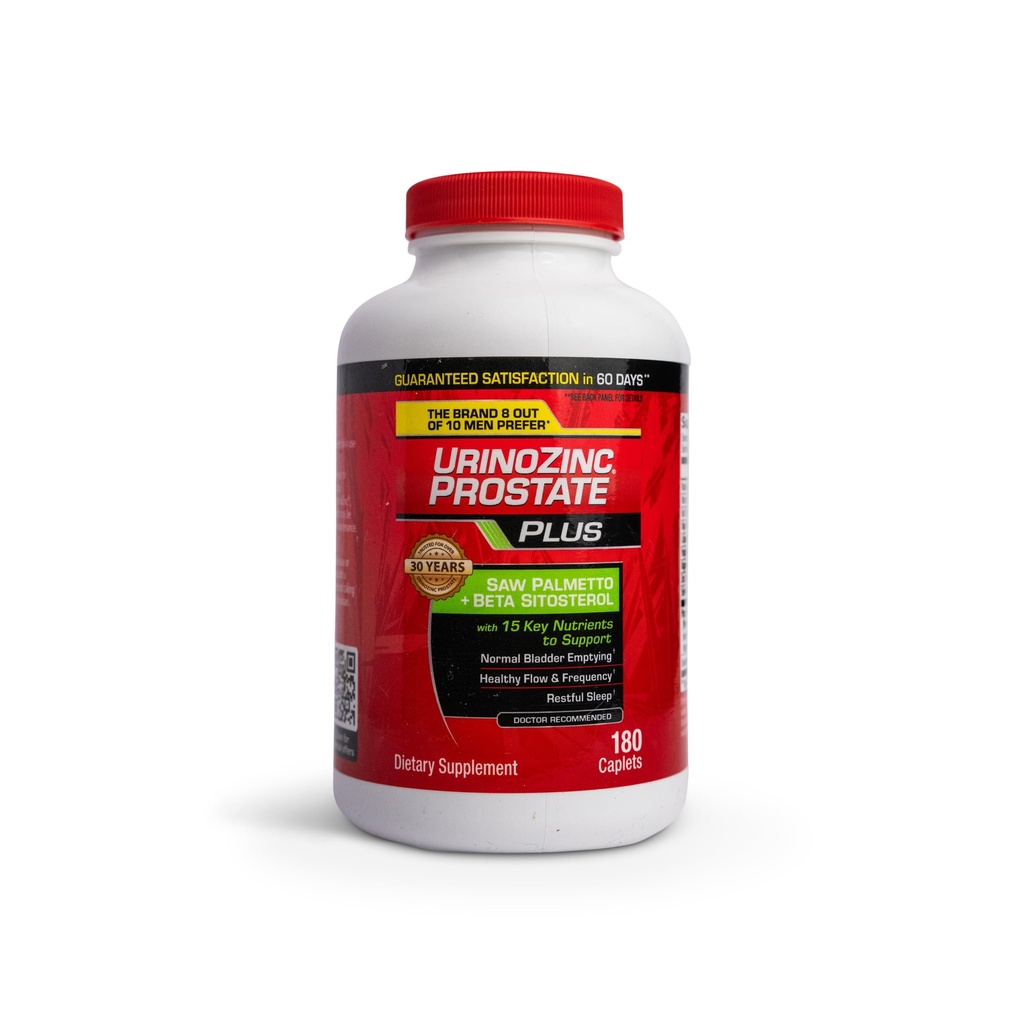 Urinozinc Plus - Prostate Supplement with Beta Sitosterol & Saw Palmetto – Frequent Urination Abouts & Support your Prostate Health, 180 Caplets