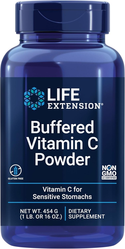 Life Extension Buffered Vitamin C Toz, Buffering Mineraller, Kalsiyum, Magnezyum Pyum ve çinko, Hassas mideler için, Gluten Free, Non-GMO, Vegetarian, 454 Grams, About 84 Servisler