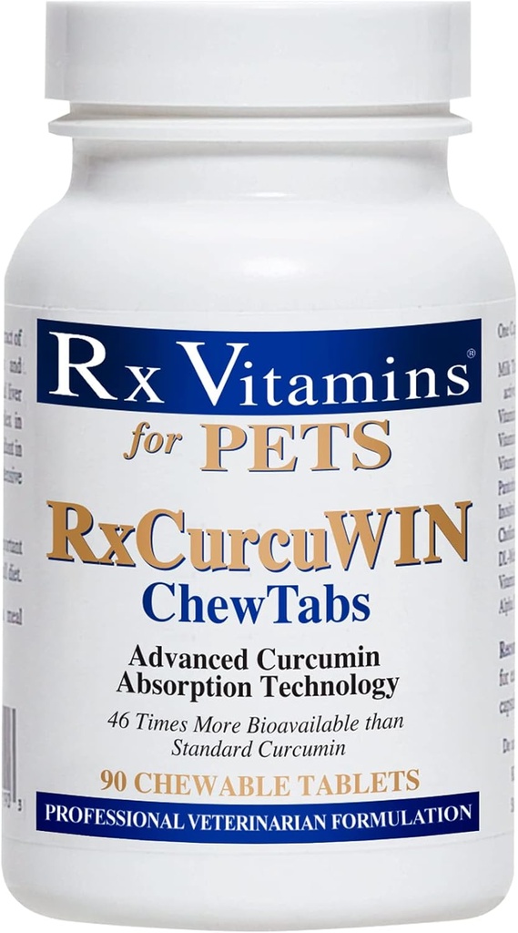 Rx Βιταμίνες CurcuWIN Κουρκουμίνη για κατοικίδια ζώα - Cat Ανοσολογική Υποστήριξη - Σκύλος Digestive Υποστήριξη - 90 ct