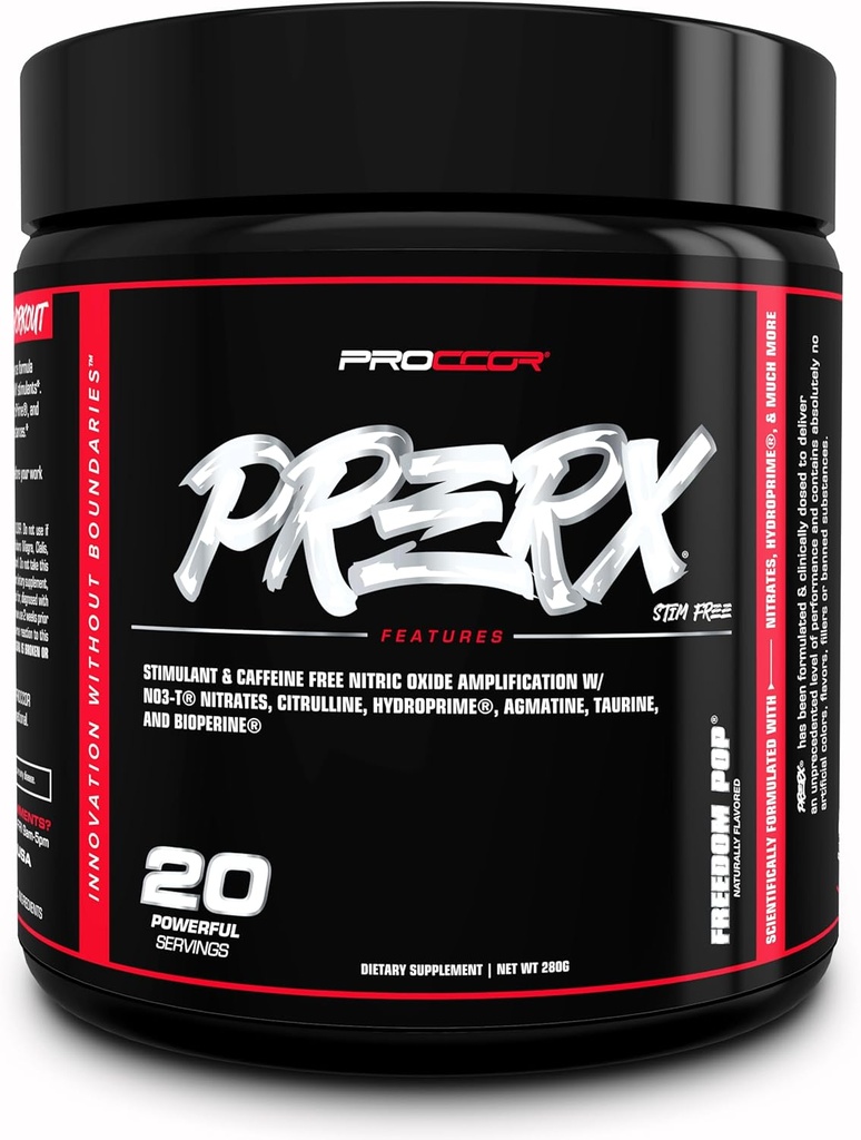 PreRx Caffeine Free Version - Πλήρως κλινικά Dosed, Επιστημονικά Formated Performance Pre Workout με Νιτρώδη, Φυσικά Γεύση - 20 Υπηρεσίες (Freedom Pop)