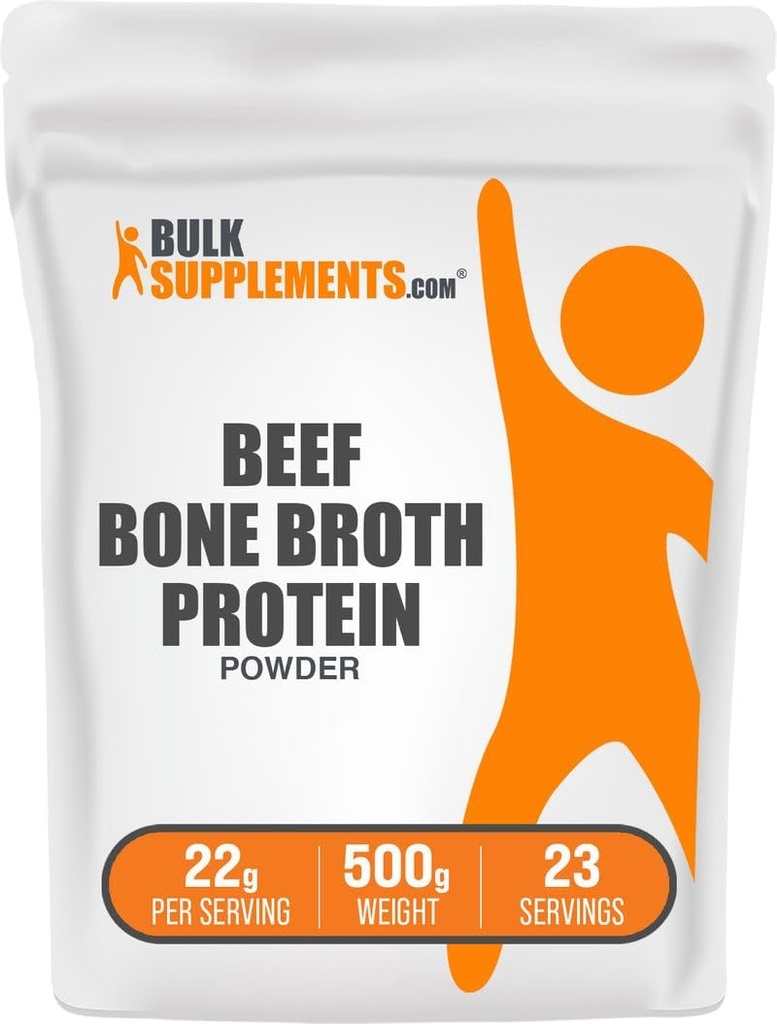 BulkSupplements.com Beef Bone Broth protein Toz - Bovine Bone Broth protein, Lactose Free protein Toz - Süt Free & Gluten Free, 22g per Service, 500g (1.1 lbs) (Paket of 1)