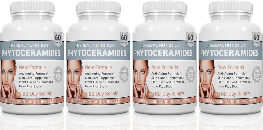 Herbal Beslenme Phytoceramids Rice Biotin Vitamin A C D ve E, 4 Şişe Paketi 40 mg