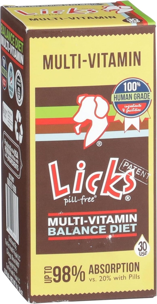 Licks Pill Ücretsiz Köpek Multivitamin - Vitamin C, D ve ve Kalsiyum ile Köpek Tamamı - Multivitamin Pet Malzemeler - Gel Packets - 30 Use