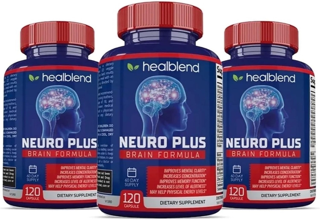 Nöro Plus Beyin & Focus Formula - Beyin ATM Tamam, Ruh Clarity & Focus - Gelişenler Concentration & mental Energy - 120 Capsules (3 Pack)