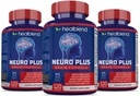 Neuro Plus Brain & Focus Formula - Brain Booster συμπλήρωμα, Υποστηρίζει τη διανοητική σαφήνεια & εστίαση - Ενισχύει τη συγκέντρωση & ψυχική ενέργεια – 120 κάψουλες (3 Pack)