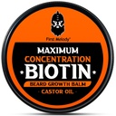 Beard Balm, 2X συγκέντρωση Biotin, με Castor Oil και Argan & Jojoba Oils, προωθεί την ανάπτυξη, στυλ, ενισχύει & μαλακώνει γεννήτριες & μουστάκια, 2 ουγγιά