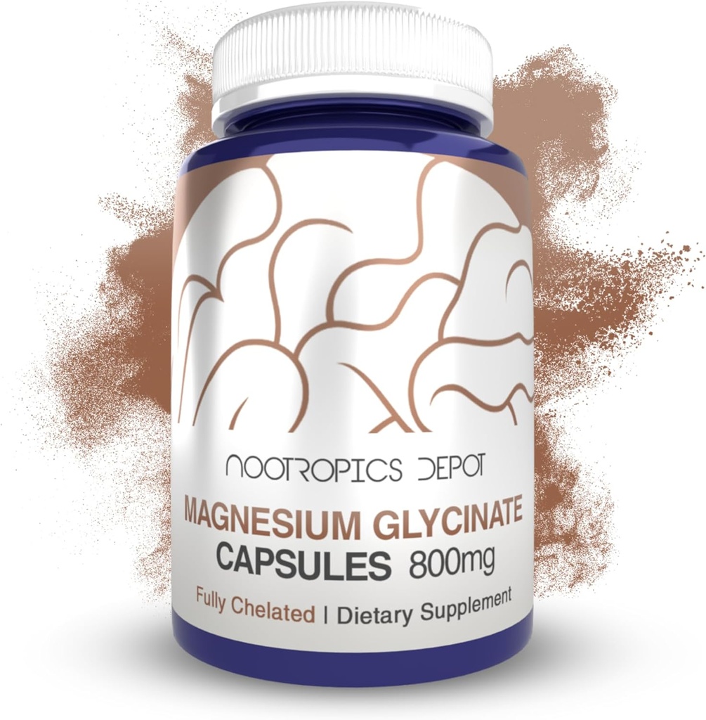 Nootropics Depot Magnezyum Glycinate Capsules | 180 Kont | Mineral Tamam | Magnezyum Tamam | Destekler Kalp, Kas, Nerve ve Bone Health