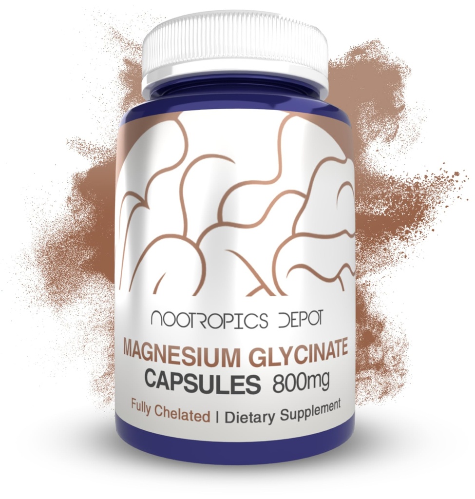 Nootropics Depot Magnezyum Glycinate Capsules | 180 Kont | Mineral Tamam | Magnezyum Tamam | Destekler Kalp, Kas, Nerve ve Bone Health