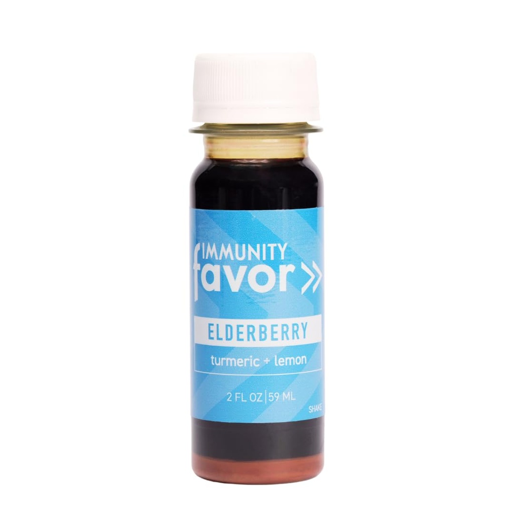 Favor Elderberry Immunity Shot - Natural Wellness Shots με Turmeric και Λεμόνι - Ποτό για και την Ανοσία Boost, Βιταμίνες & Θρεπτικά συστατικά, & Daily Wellness - 12 Pack (2oz Κάθε)