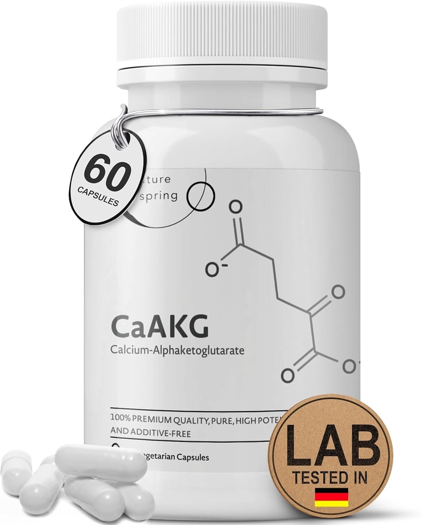 CaAKG Supplement (Alpha Ketotaglutarate) ( 2 Capsule başına 1000 mg, 60 Capsules). Destekler Hücre Enerji