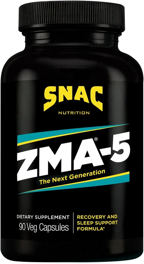 SNAC ZMA-5 συμπλήρωμα βοήθειας ύπνου, να προωθήσει την αποκατάσταση των μυών και την ανάπτυξη, ανοσοποιητική υποστήριξη, & αποκατάσταση του ύπνου με ψευδάργυρο, μαγνήσιο & 5-HTP, Post προπόνηση, πριν το κρεβάτι ZMA συμπληρώματα 90 κάψουλες λαχανικά