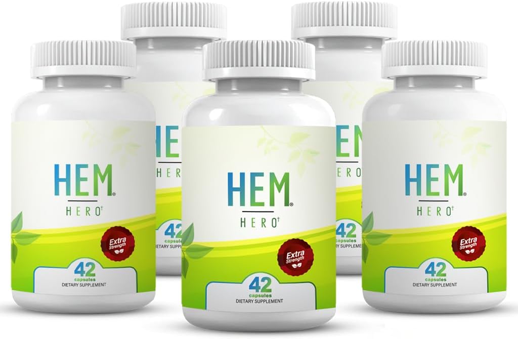 Hero® Ekstra Kuvvet Hemorrhoid Tedavisi - Swelling, Soothe Itching & Irritation - 42 Capsules - (5-Pack)