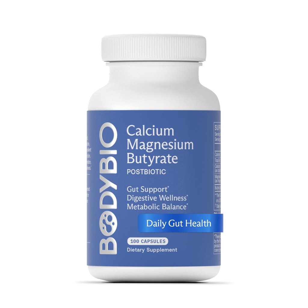 BodyBio Butyrate - Gut Health için Postbiyotik, Digestive Support, Bloat, Gas & Constipation Relief, Leaky Gut Tamir - Kalsiyum, Magnezyum + Butyric Acid Supplement for GI Wellness