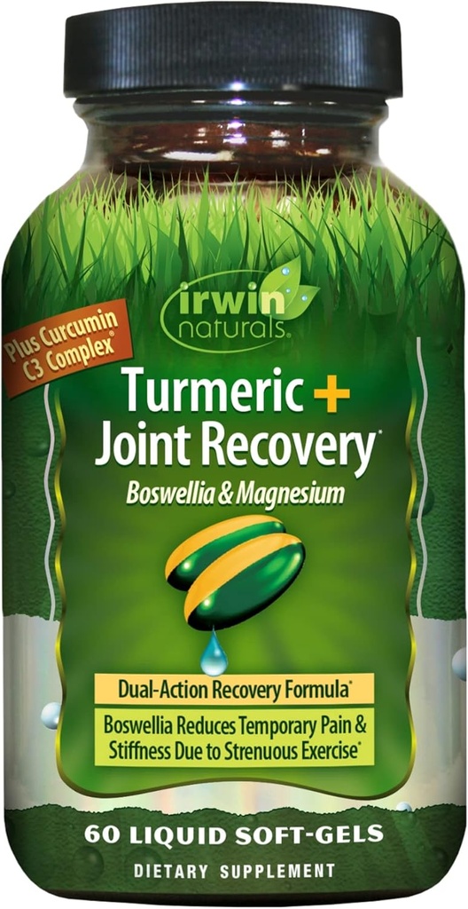 Turmeric After Sport by Irwin Naturals, Boswellia &, Magnezyum Post-Workout Recovery, 60 Liquid Soft-Gels