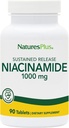 Natures Plus Niacinamide 1000 mg - 90 δισκία παρατεταμένης αποδέσμευσης, Συσκευασία των 2 - Υποστηρίζει την Ανοσοποιητική & Δερματική Υγεία, την Ενεργειακή Παραγωγή & τη λειτουργία του εγκεφάλου - Χορτοφαγική, Χωρίς Γλουτένη - 180 Σύνολο Υπηρεσίες