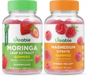 Ζωηρό μαγνήσιο + φύλλο Moringa, Gummies Bundle - Μεγάλη γεύση, συμπλήρωμα βιταμινών, χωρίς γλουτένη, χωρίς γλουτένη, χωρίς γλουτένη, μασώμενη κοιλιά