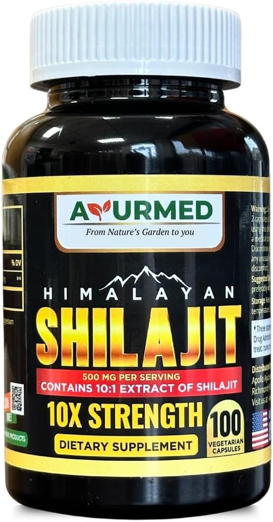 Pure Organic Himalaya Shilajit Capsules (Shilajeet) for Men and Women - 5000 mg Equivalent - Natural Energy & Stamina ATM - 100 Veg Capsules | Made in USA - Fulvic Mineral Supplement