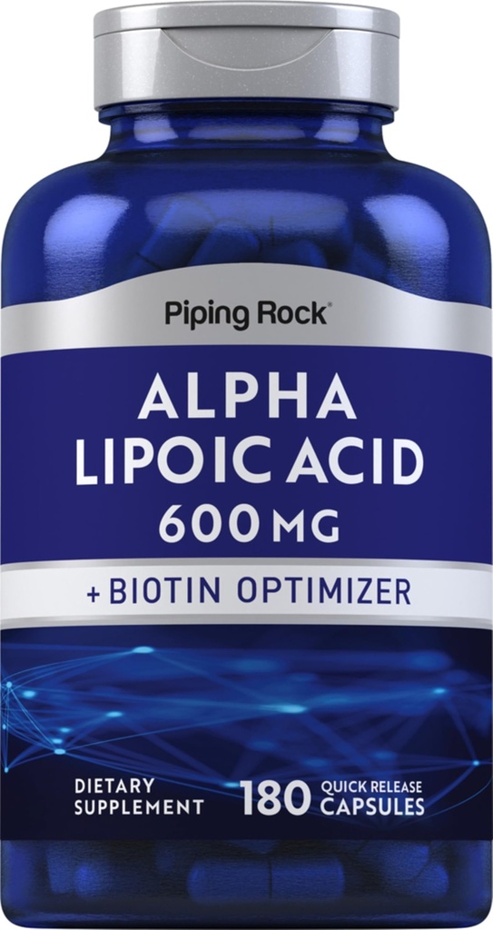 Piping Rock Alpha Lipoic Acid 600 mg | 180 Capsules | Plus Biotin Optimizer | ALA Supplement | Non-GMO, Gluten Free