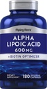 Piping Rock Alpha Lipoic Acid 600mg | 180 Capsules | Plus Biotin Optimizer | ALA Supplement | Non-GMO, Gluten Free