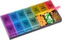 Büyük Kapasite Haftalık Pill Organizer, 7 Day 2 Times A Day Large Karşılaştırmalar Pill Cases, AM/PM Honda-Free Pill Box Design for Vitamins Fish Oil Supplements Arthritis Friendly (Rainbow)