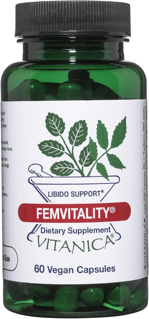 Vitanica FemVitality Libido συμπλήρωμα για τις γυναίκες, φυσικό θηλυκό Libido Booster για τις γυναίκες, Αυξάνει Intimate Drive, επιθυμία και Σταματίνα, Βοηθά Κολπική ξηρότητα, Vegan 60 κάψουλες