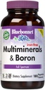 Bluebonnet Multi Minerals Supplement Plus Boron Chelated Magnezyum Pids Copper Selenium Manganese Chromium & çinko Kompleksi Kadınlar ve Erkekler için - Hayır Demir, Non-GMO, Gluten-Free - 180 Sebze Capsules