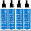 Pure Oil Spray – 8oz (4 Pack) - Organik USP Grade, Magnezyum Oil for Feet, Magnezyum from Ancient Minerals - Aceite de magnesio para Los pastas - Natural Magnezyum Chloride, Made in the USA