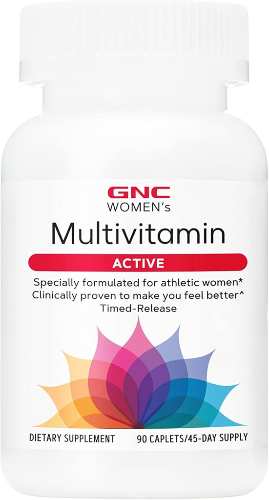 GNC Women's Active Multivitamin, Active Lifestyle, 30+ Nutrient Formula, Bone & Joint Health, Helps Energy Production, Klinik olarak Studied Daily Vitamin, 90 Caplets