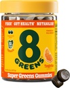 8Greens Fiber Super Greens Gummies  Digestive Health, Boost Immune System & Digestive Health with 8 Real Greens - Μη ΓΤΟ Formula, Gummy, Tangerine Flavor, 50 Count