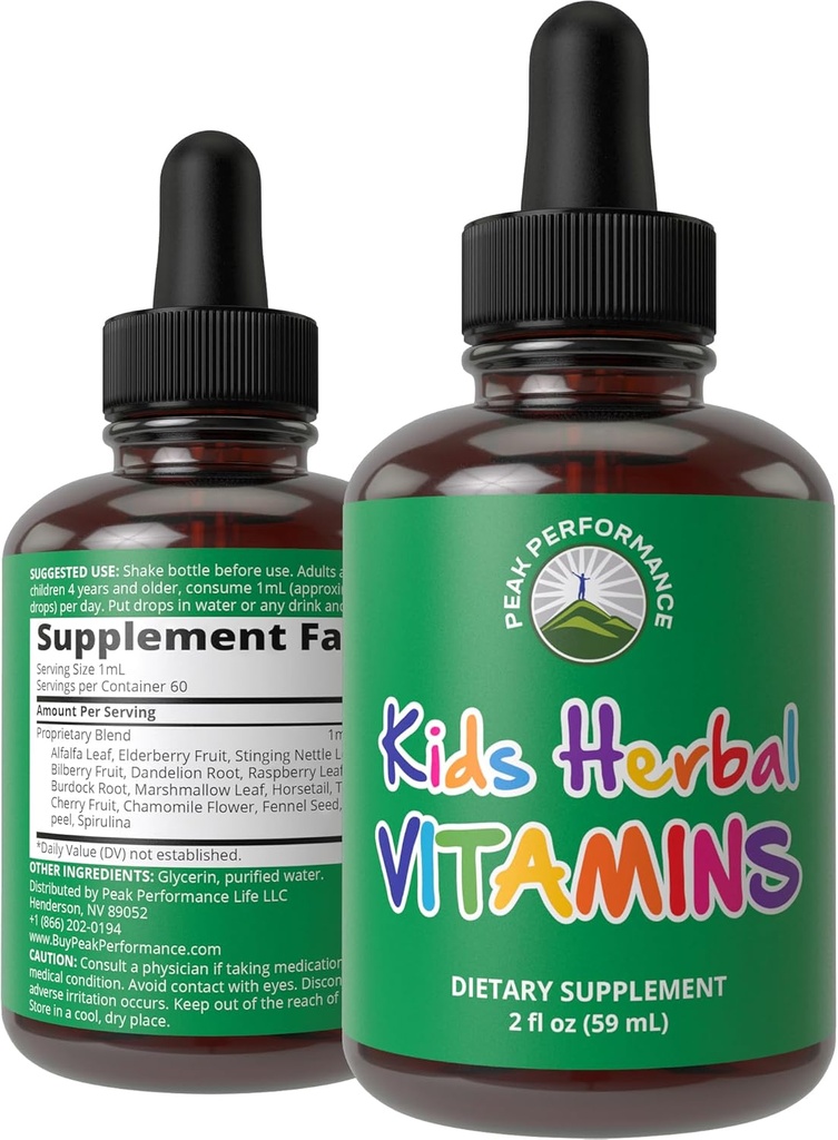Herbs'tan çocuklar Vitamini. Sıvı Çocuklar Herbal Multivitamin. No Bitter Taste. Sugar Free 14-in-1 Vegan Supplements For Toddlers, Çocuklar, Gençler Suda Onlar Tadını Tadımayacaklar