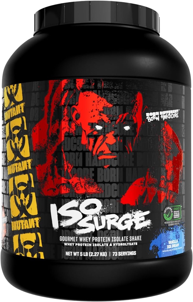 Mutant ISO Surge Whey Protein Isolate Powder Acts Fast to Help Recover, Build Muscle, Bulk and Strength, 5 LB - Παγωτό βανίλιας
