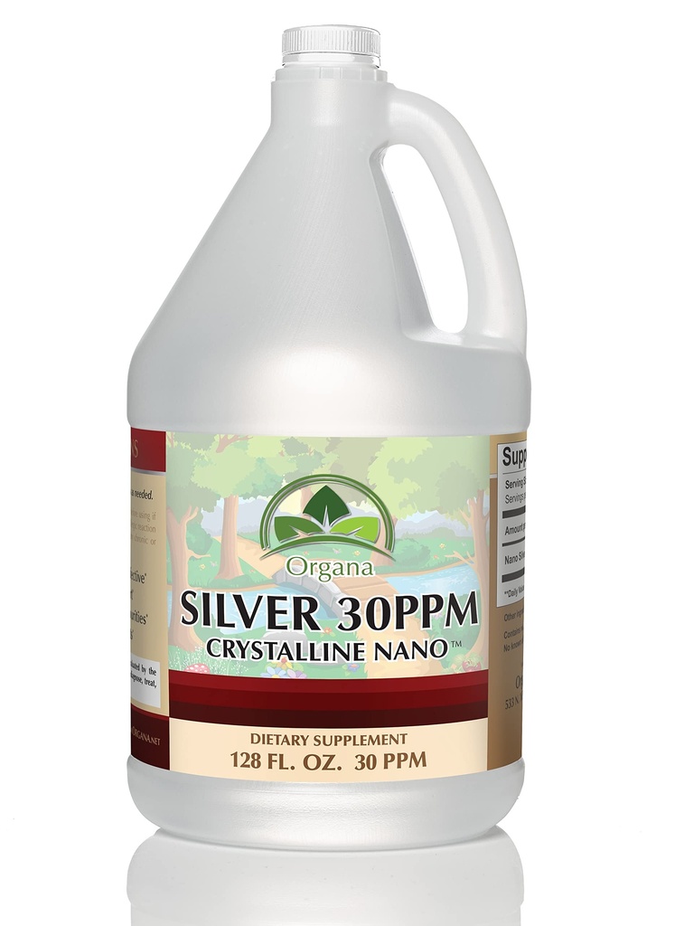 Organa Crystalline Nano Colloidal Silver - Immune Support - Ultimate Bio Active Supplement Solution - Plata Coloidal - 1 Gallon (128 Ounces) - 30 PPM