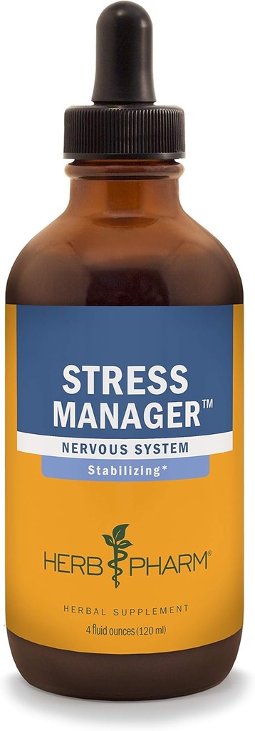 Herb Pharm Stres Yöneticisi Herbal Formula Rhodiola ve Kutsal Basil Sıvı Türlülerle - 4 Ounce