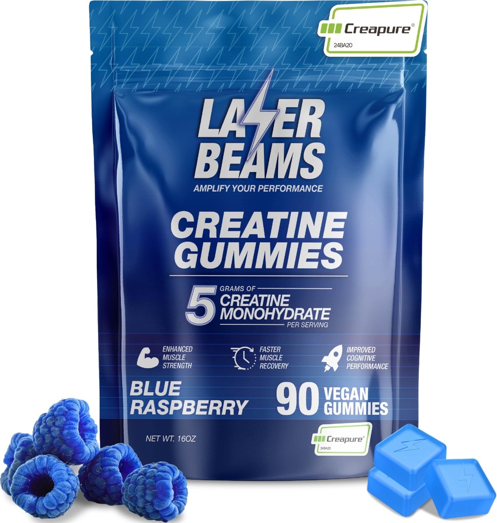 Women & Men- 5g Tinapureetine for Service - Vegan, Blue Raspberry Flavor - Boost Muscle Strength, Endurance, Recovery & mental Focus (90 Gummies)