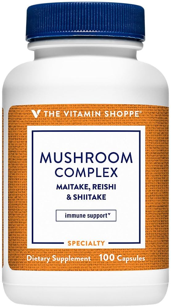 Shoppe Mushroom Kompleksi, (Maitake, Reishi & Shiitake) Immune Sistemi ve Sağlıklı Beyin (100 Capsules) Destekleyen Antioksit
