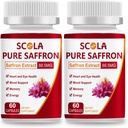 SCOLA Saffron Supplements, Pure 88.5mg Saffron Extract for Women & Men, Boost Energy, Joint Supplements, Vegan, Non-GMO, 120 Κάψουλες