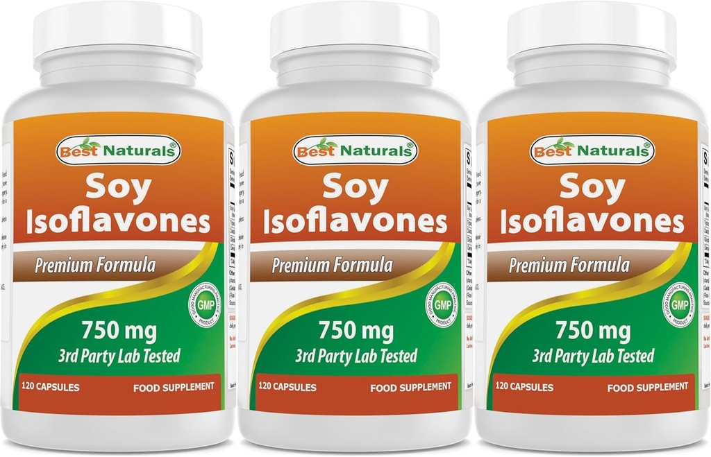 Best Naturals Ισοφλαβόνες Σόγιας 750 mg 120 Κάψουλες (120 Count (Pack of 3))