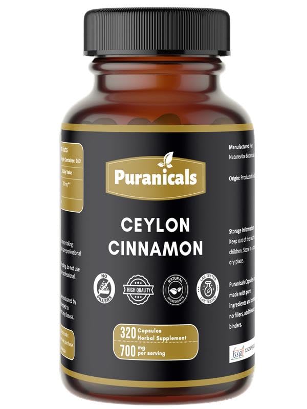 Ceylon Cinnamon Premium 320 Capsules Non GMO ve Gluten Free | Herbal Supplement | 700 mg Per Servis | %100 Pure Ceylon Cinnamon Toz