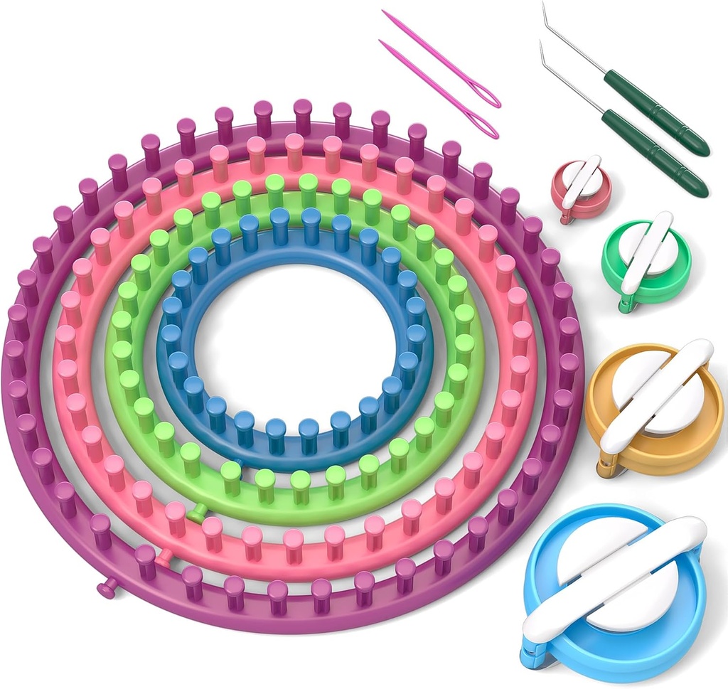 READAEER Round Knitting Looms Set Craft Kit Tool με βελόνα γάντζο και pompom Maker