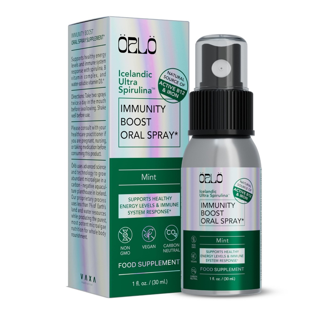 Orlo Immunity Boost Multivitamin Supplement for Adults Spray - Spirulina, Bioactive Vitamin B Complex, B12 Methylcobalamin, Vitamin D3 - Energy, Brain & Immune Health (Μέχρι 60 Servings)